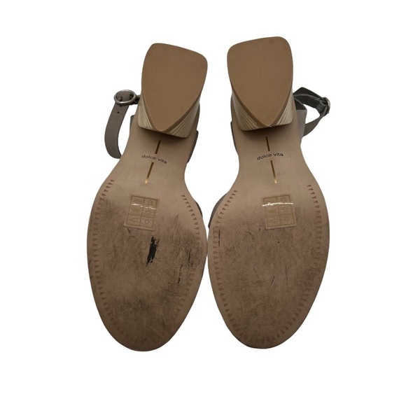 Dolce Vita Tan Ankle Strap Wood Block Heeled Sandals Size 10 Women's - Picture 8 of 9